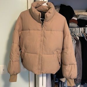 Tan cropped puffer jacket